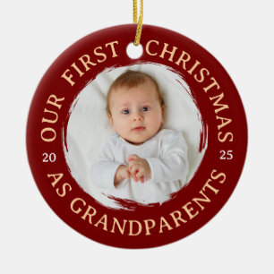 Onze eerste kerst als grootouders – fotokader keramisch ornament