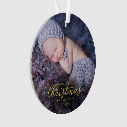 Onze eerste kerst als grootouders Gold Foil Ornament (voorkant)