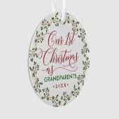 Onze eerste kerst als grootouders Holly Foto Ornament (voorkant)