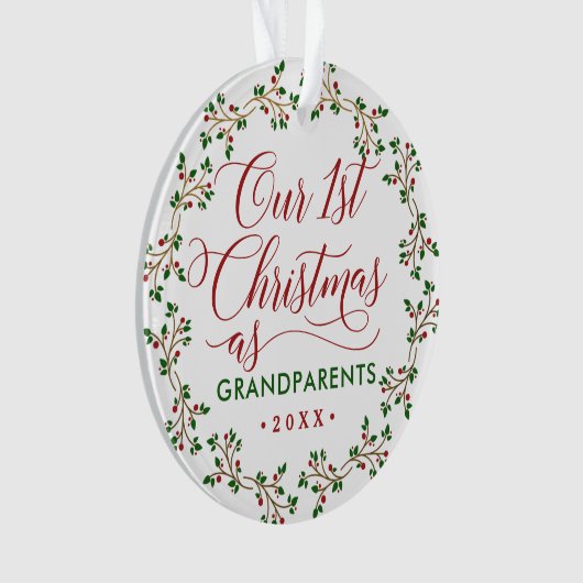 Onze eerste kerst als grootouders Holly Foto Ornament (voorkant)