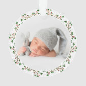 Onze eerste kerst als grootouders Holly Foto Ornament (achterkant)