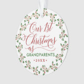 Onze eerste kerst als grootouders Holly Foto Ornament (voorkant)