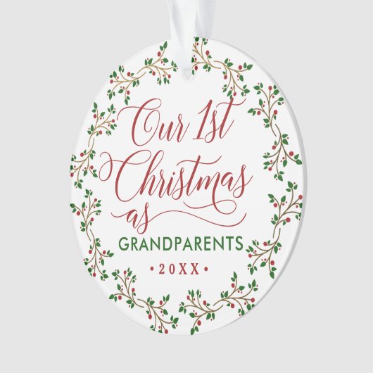 Onze eerste kerst als grootouders Holly Foto Ornament (voorkant)
