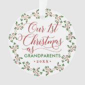 Onze eerste kerst als grootouders Holly Foto Ornament (voorkant)
