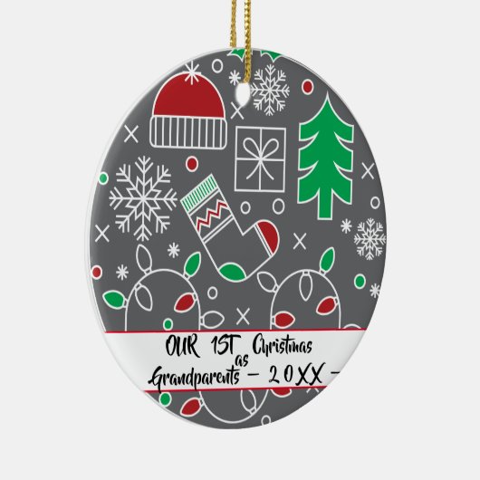 Onze eerste kerst als grootouders keramisch ornament (Rechts)