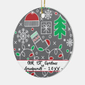 Onze eerste kerst als grootouders keramisch ornament (Links)