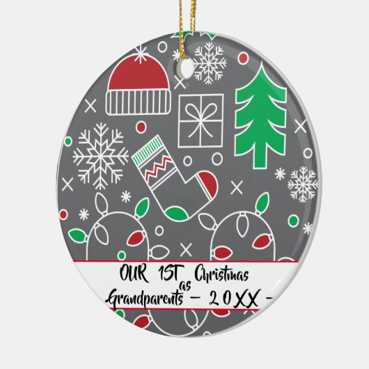Onze eerste kerst als grootouders keramisch ornament (Links)