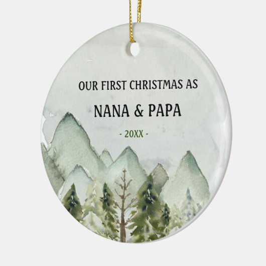 Onze eerste kerst als grootouders keramisch ornament (Links)