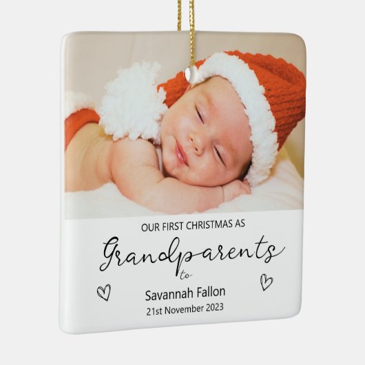 Onze eerste kerst als grootouders keramisch ornament (Rechts)