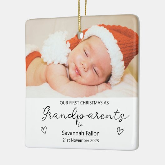 Onze eerste kerst als grootouders keramisch ornament (Links)