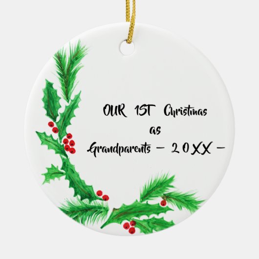 Onze eerste kerst als grootouders keramisch ornament (Voorkant)