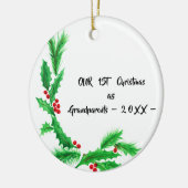 Onze eerste kerst als grootouders keramisch ornament (Links)