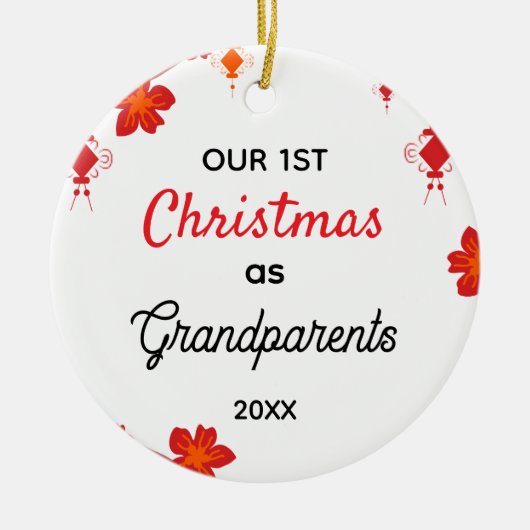Onze eerste kerst als grootouders keramisch ornament (Voorkant)