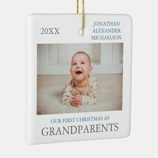 Onze eerste kerst als grootouders keramisch ornament (Rechts)