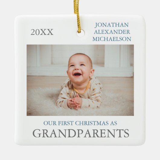 Onze eerste kerst als grootouders keramisch ornament (Voorkant)