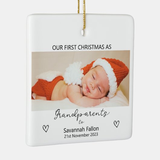 Onze eerste kerst als grootouders keramisch ornament (Rechts)