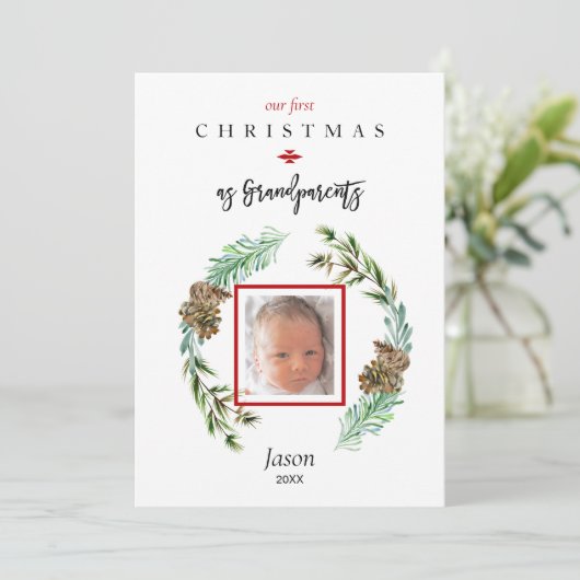 Onze eerste kerst als grootouders - Kind Fotokaart (Staand voorkant)