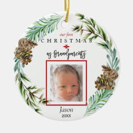 Onze eerste kerst als grootouders - Kindernaam Fot Keramisch Ornament