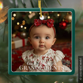 Onze eerste kerst als grootouders kleinkind keramisch ornament