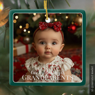 Onze eerste kerst als grootouders kleinkind keramisch ornament