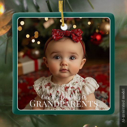 Onze eerste kerst als grootouders kleinkind keramisch ornament