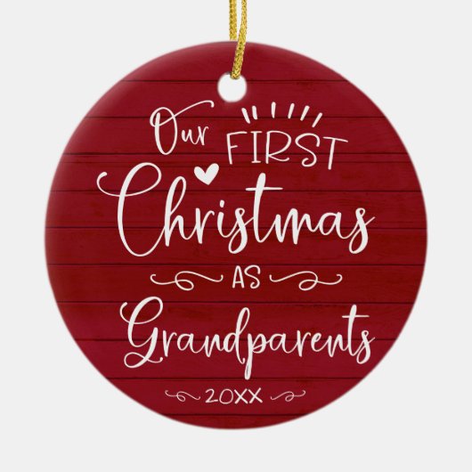 Onze eerste kerst als grootouders kletsen Rustisch Keramisch Ornament (Voorkant)