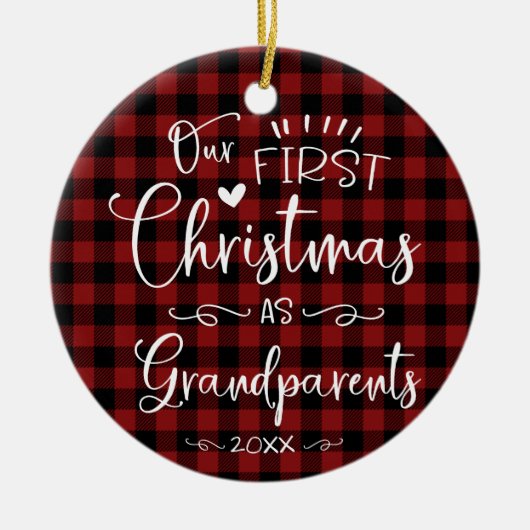 Onze eerste kerst als grootouders kletsen Rustisch Keramisch Ornament (Voorkant)