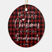 Onze eerste kerst als grootouders kletsen Rustisch Keramisch Ornament (Links)