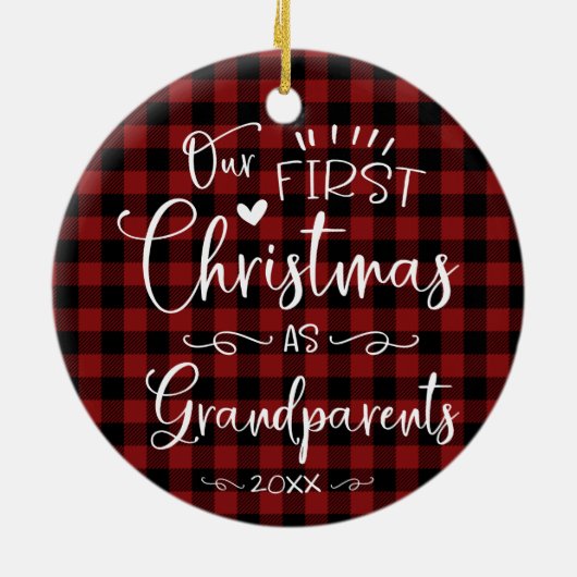 Onze eerste kerst als grootouders kletsen Rustisch Keramisch Ornament (Achterkant)