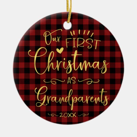 Onze eerste kerst als grootouders kletsen Rustisch Keramisch Ornament (Voorkant)