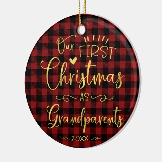 Onze eerste kerst als grootouders kletsen Rustisch Keramisch Ornament (Links)