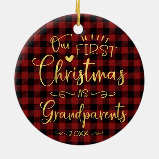 Onze eerste kerst als grootouders kletsen Rustisch Keramisch Ornament (Achterkant)