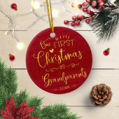 Onze eerste kerst als grootouders kletsen Rustisch Keramisch Ornament