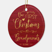 Onze eerste kerst als grootouders kletsen Rustisch Keramisch Ornament (Links)