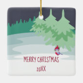 Onze eerste kerst als grootouders klettenpinguïns keramisch ornament (Achterkant)