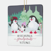 Onze eerste kerst als grootouders klettenpinguïns keramisch ornament (Links)