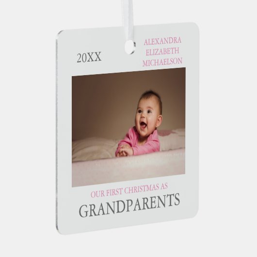 Onze eerste kerst als grootouders metalen ornament (Voorkant Rechts)