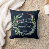 Onze eerste kerst als grootouders Modern Wreatn Kussen (Deken)