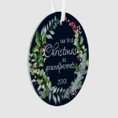Onze eerste kerst als grootouders Modern Wreatn Ornament (voorkant)