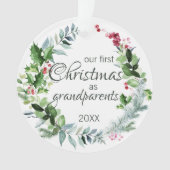 Onze eerste kerst als grootouders Modern Wreatn Ornament (voorkant)