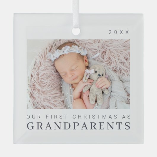Onze eerste kerst als grootouders Moderne afbeeldi Glas Ornament (Voorkant)