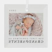 Onze eerste kerst als grootouders Moderne afbeeldi Glas Ornament (Achterkant)