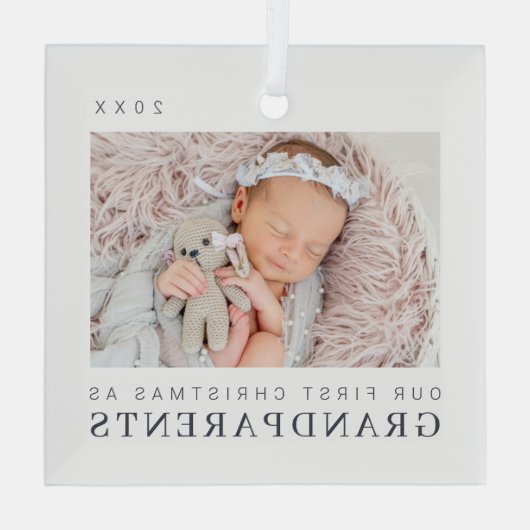 Onze eerste kerst als grootouders Moderne afbeeldi Glas Ornament (Achterkant)