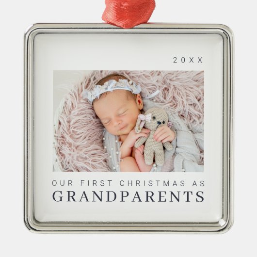 Onze eerste kerst als grootouders Moderne afbeeldi Metalen Ornament (Voorkant)
