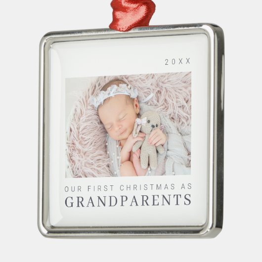 Onze eerste kerst als grootouders Moderne afbeeldi Metalen Ornament (Links)