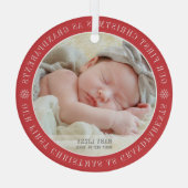 Onze eerste kerst als grootouders Moderne foto Glas Ornament (Achterkant)