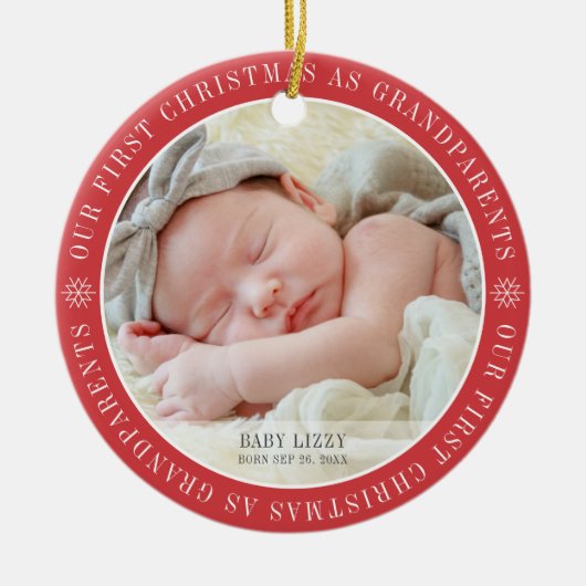 Onze eerste kerst als grootouders Moderne foto Keramisch Ornament (Voorkant)
