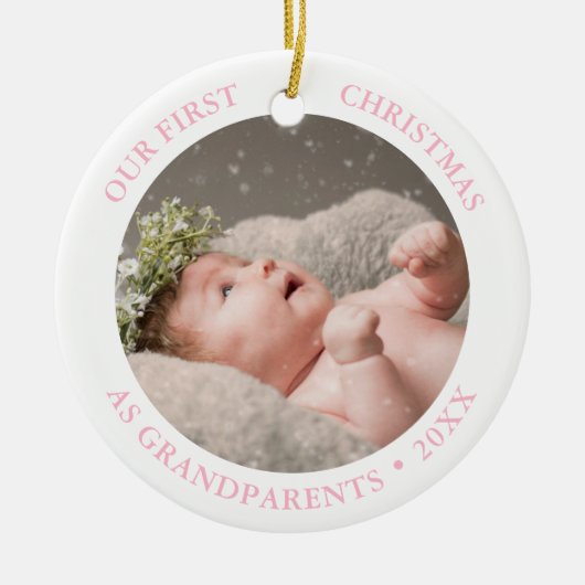 Onze eerste kerst als grootouders moderne foto keramisch ornament (Voorkant)
