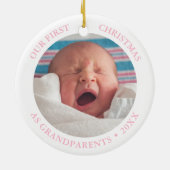Onze eerste kerst als grootouders moderne foto keramisch ornament (Achterkant)
