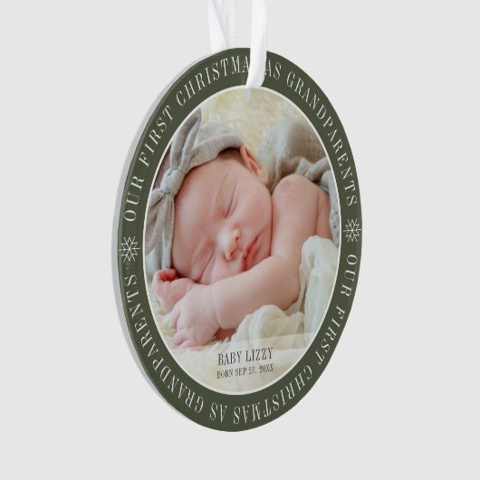 Onze eerste kerst als grootouders Moderne foto Ornament (voorkant)